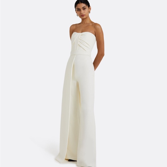 Safiyaa Pants - Elegant Safiyaa Strapless White Jumpsuit